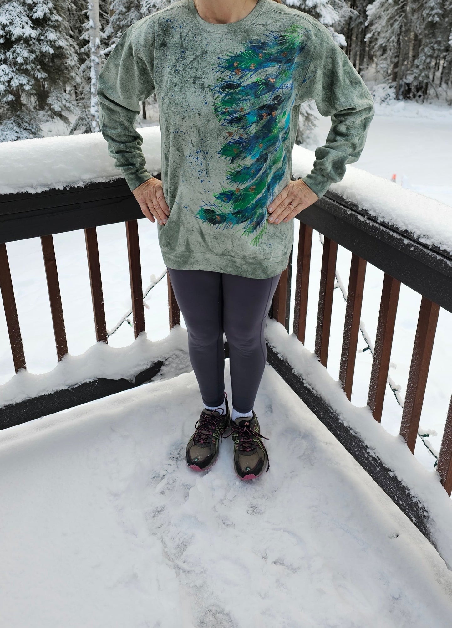 Spruce Bough Crew Neck Sweatshirt by Bella Art To Wear