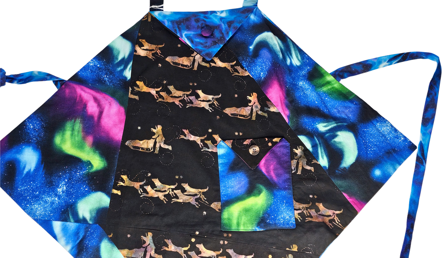 Alaskan Iditarod And Aurora Borealis Apron By Artful Kitchen Wear