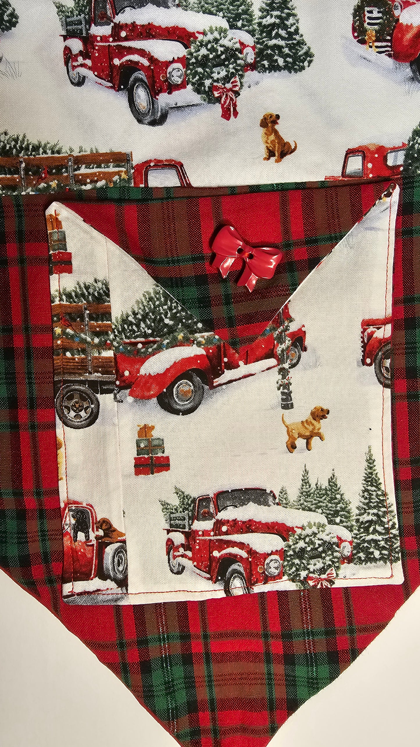 Red Truck And Christmas Trees Apron By Artful Kitchen Wear