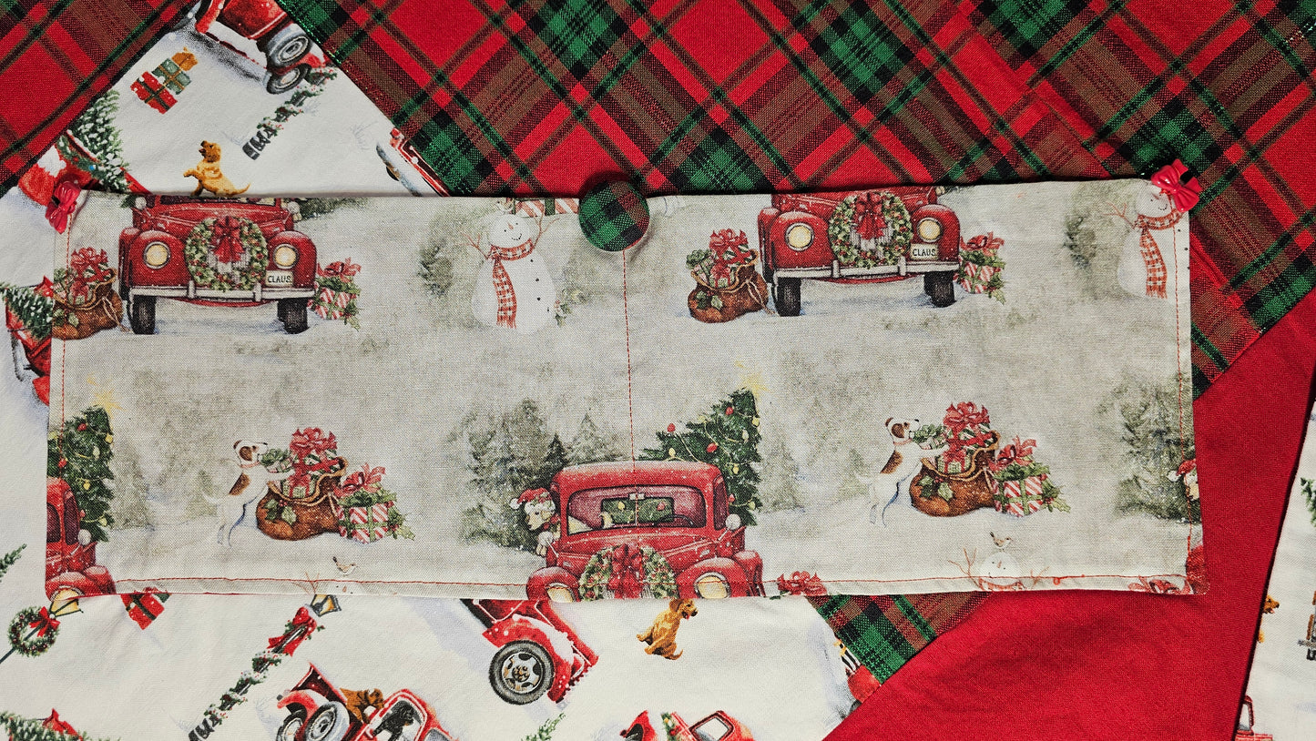 Red Truck And Christmas Trees Apron By Artful Kitchen Wear