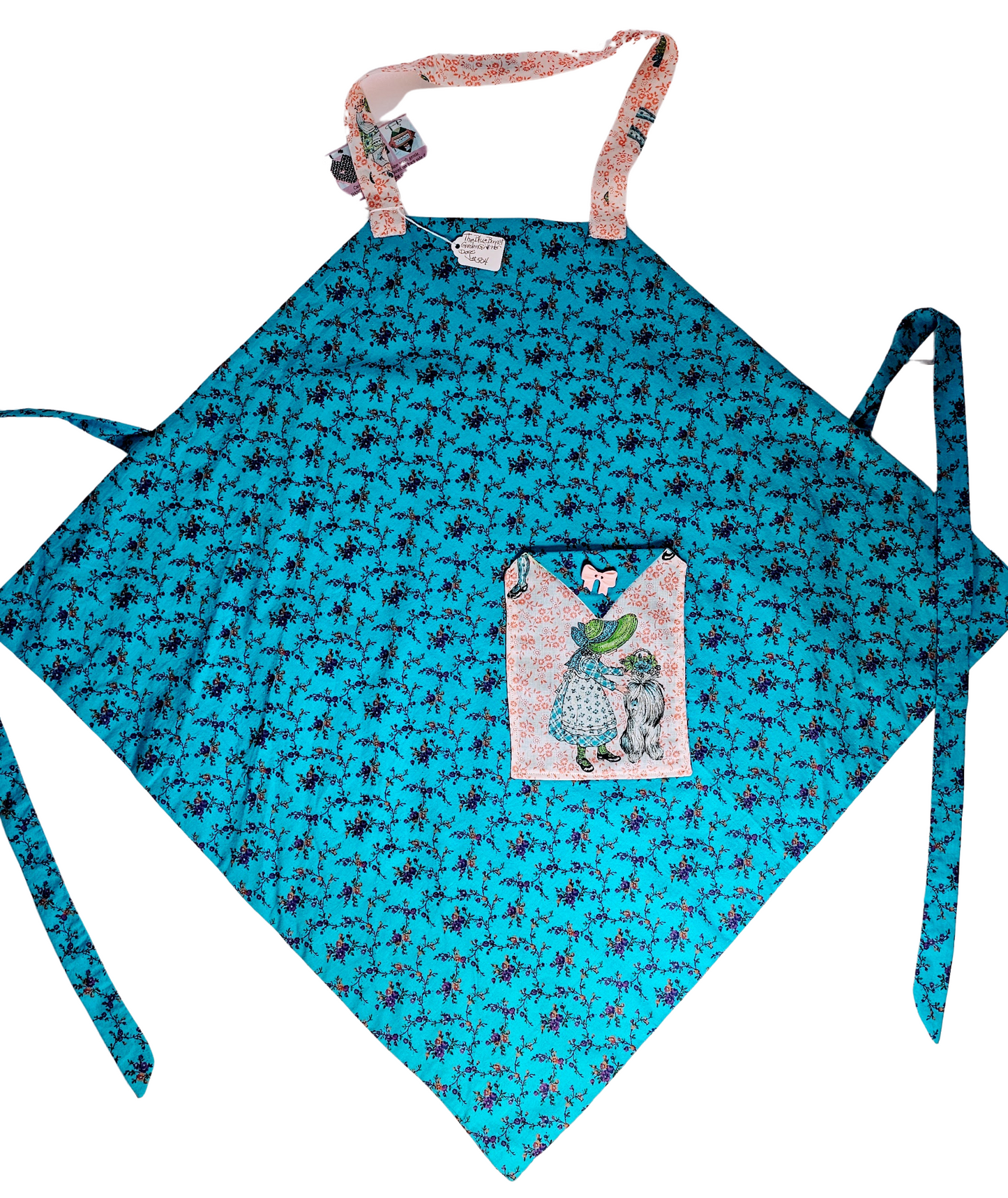 The Blue Bonnet Garden Girl And Her Dogs Apron By Artful Kitchen Wear