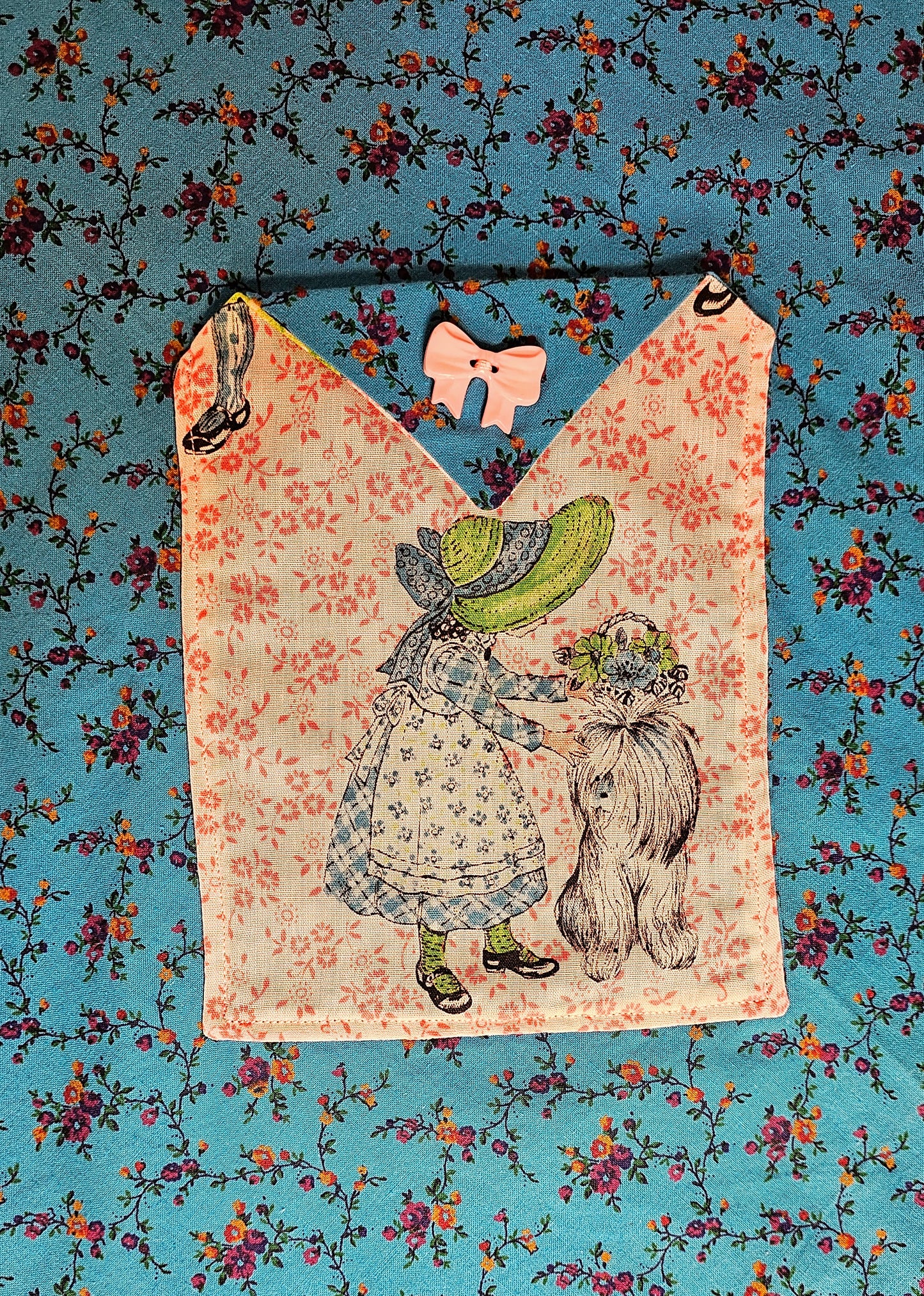 The Blue Bonnet Garden Girl And Her Dogs Apron By Artful Kitchen Wear